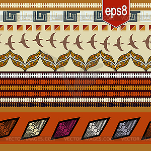 Бесшовные текстуры с этническими элементами, птиц и - стоковое векторное изображение