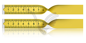 Yellow measuring tape with reflection - vector image