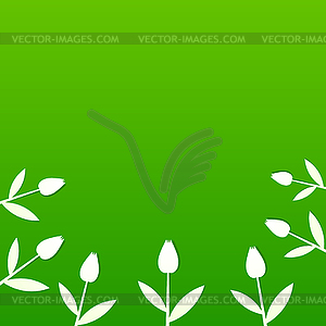 Green summer background with tulips - vector image