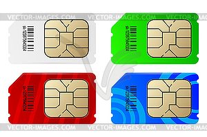 Set of color SIM cards - vector image