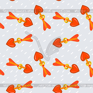 Seamless texture with an arrow of Cupid and ring - vector clip art