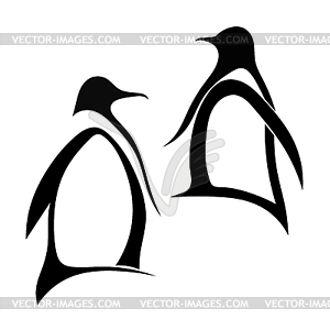 Two silhouette of penguin - stock vector clipart