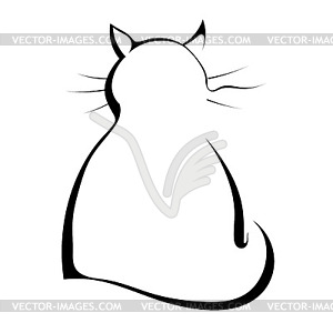 Силуэт черная кошка - векторное изображение клипарта