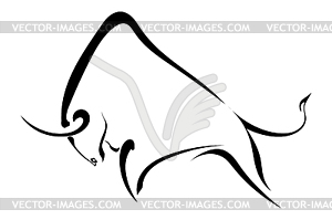 Silhouette strong wild bull - vector clip art