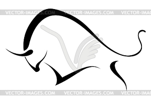 Silhouette of wild bull - vector clipart