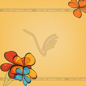 Abstract yellow background with flowers - vector clip art