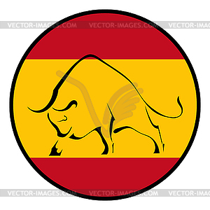 Силуэт быка в национальных цветах испанского языка - изображение векторного клипарта