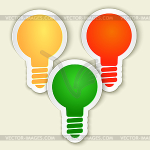 Three color bulb. Paper Cuttings. Design elements - vector clipart