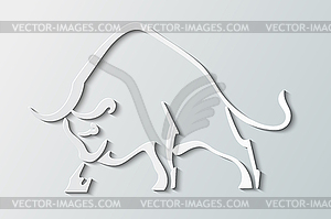 Silhouette wild bull on gray background - vector clipart