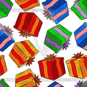 Seamless texture with color gifts - vector clip art