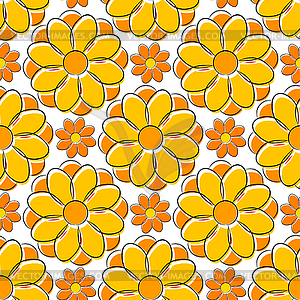 Seamless texture with yellow camomile - vector clipart