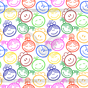 Seamless pattern with children`s faces - vector image