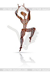 Силуэт танцующих мужчин в этническом стиле - графика в векторе