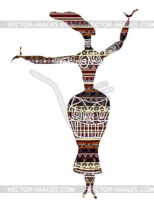 Dancing woman in ethnic style - vector image