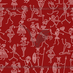 Seamless with primitive people - vector clipart