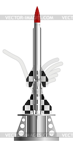 Two-stage rocket on launch pad - vector clipart