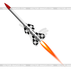 Flying two-stage rocket - vector image