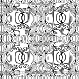 Seamless texture with abstract swirling petals - - white & black vector clipart