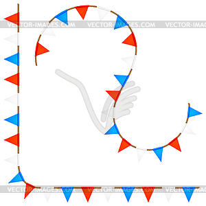 Set curved ropes with colored flags. Elements for - vector image