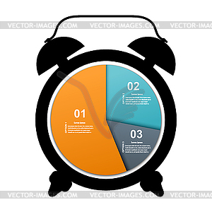 Abstract alarm clock with colored elements of - vector image