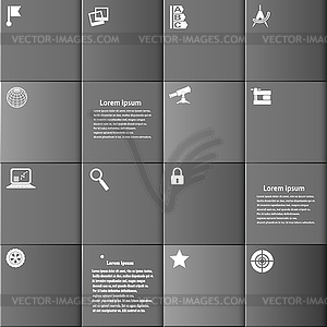 Установить площадь инфографики как кнопки на сером фоне - стоковый клипарт