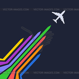 Plane silhouette on blue background - vector clipart