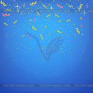 Abstract blue background with streamers and - vector clipart