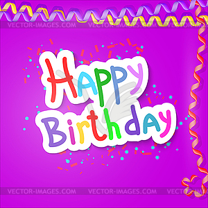 Festive texture happy birthday on purple - vector clipart