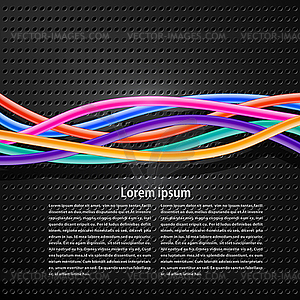 Abstract dark background with bright cables - vector clipart