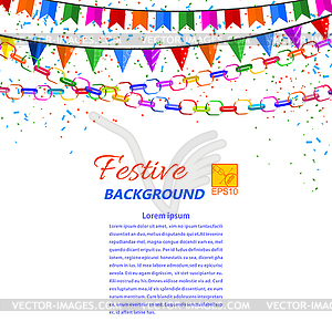 Festive garland, streamers and flags on white - vector clipart