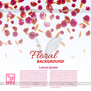Романтический текстуры с цветочными лепестками и листьями на - векторное изображение EPS