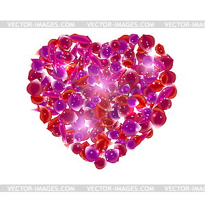 Heart made of rose pink flowers.  - vector image