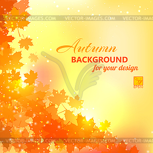 Background of falling yellow maple leaves.  - vector image