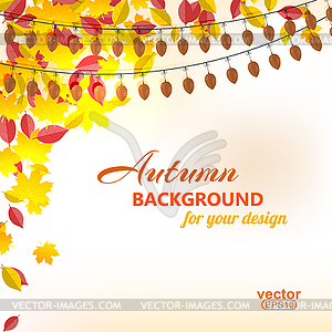 Background on autumn theme, yellow and red leaves - vector clipart