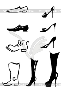 Set of black silhouettes of stylized men`s and - vector EPS clipart