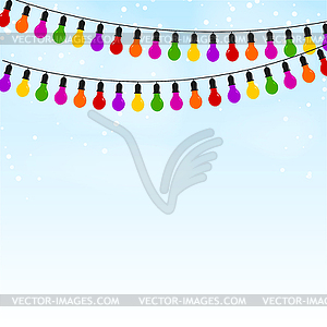 Garland of colored lights on blue festive - vector image