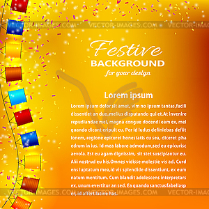 Festive orange background with garland of Chinese - vector clip art