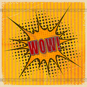 Cartoon Wow on an old-fashioned yellow background. - vector clipart / vector image