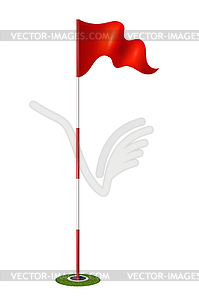 Red flag in hole. Golf.  - vector clipart