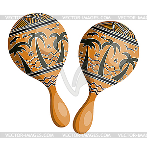 Wooden maracas in tribal style. . Ve - royalty-free vector clipart
