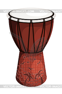 Tomtom drum brown style tribal with palm trees and - vector image