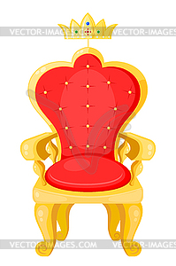 Bright red throne and royal crown on white - vector clip art