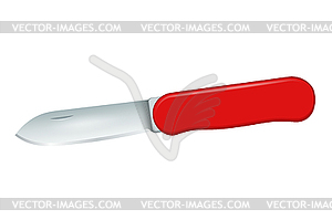 Folding knife for tourism with red handle. b - vector image