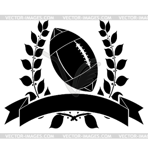 Black silhouette of an American football ball with - vector clip art