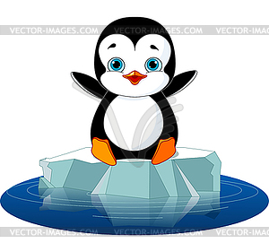 Пингвин на льду - цветной векторный клипарт