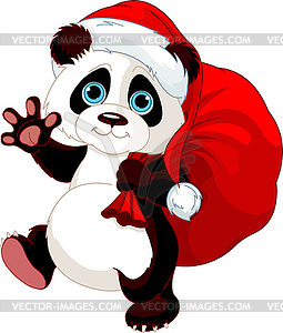 Panda with sack full of gifts - vector clipart