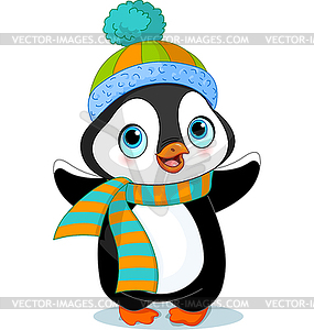 Cute winter penguin - royalty-free vector image