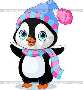 Cute winter penguin - vector clipart