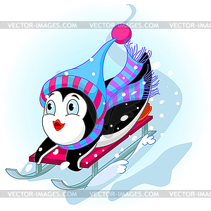 Fast fun Penguin - vector clipart