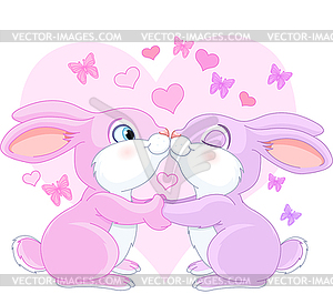 Valentine rabbits - vector clip art